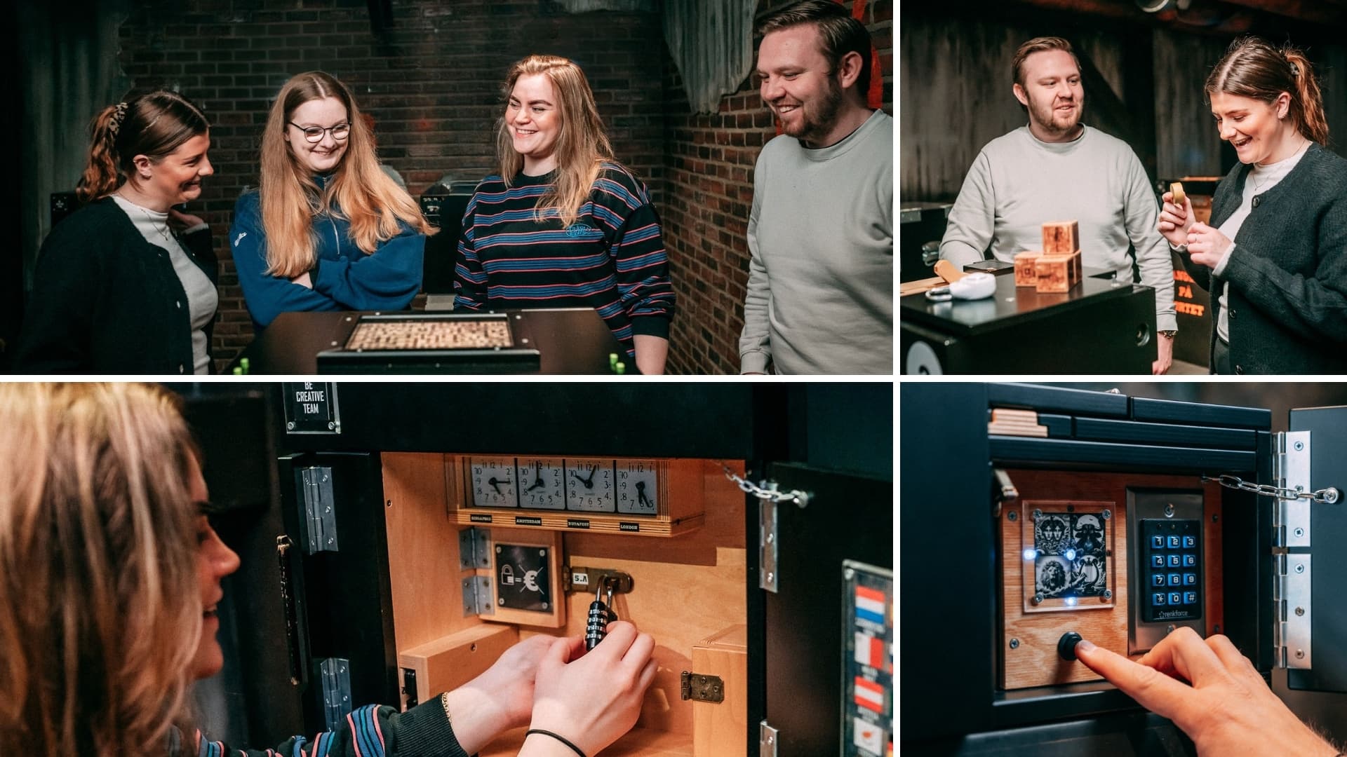 Vriendengroep die de activiteit black box battle speel
